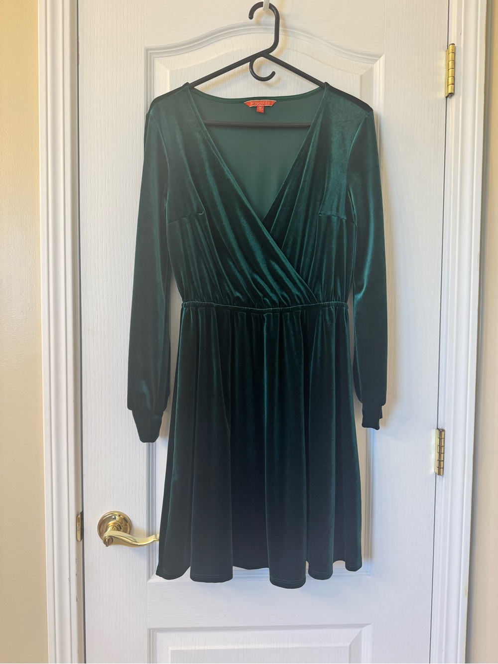 ModCloth Emerald Green Velvet Surplice Dress Size Medium